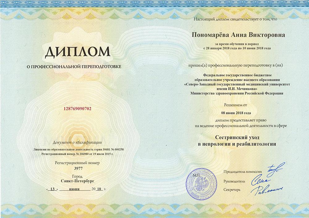 Профессиональная переподготовка Пономарёва